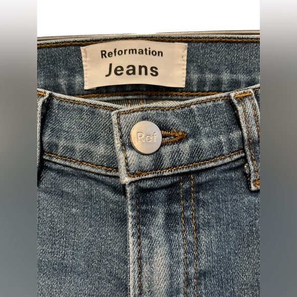 Reformation Women’s Skinny Boot Cut Jeans 25, Blue Stretch Medium Wash Straight - Picture 8 of 11